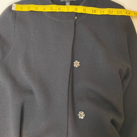 Eileen Fisher 100% Wool Sweater with leather cuffed sleeves - Picture 7 of 13